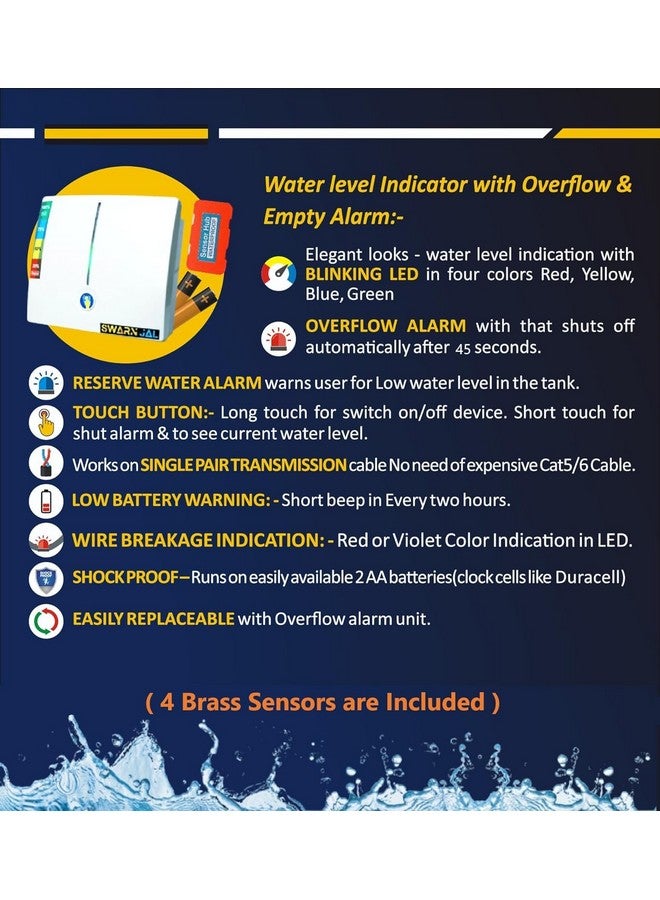 Swarn Jal (Model: A-SE-C) Water Tank Overflow Alarm and Empty Alarm with 4 Level Indicator, Cell Powered, Shock Proof,Single Pair Wire Transmission(Patented Technology), 1 Year Complete Warranty - Image 3