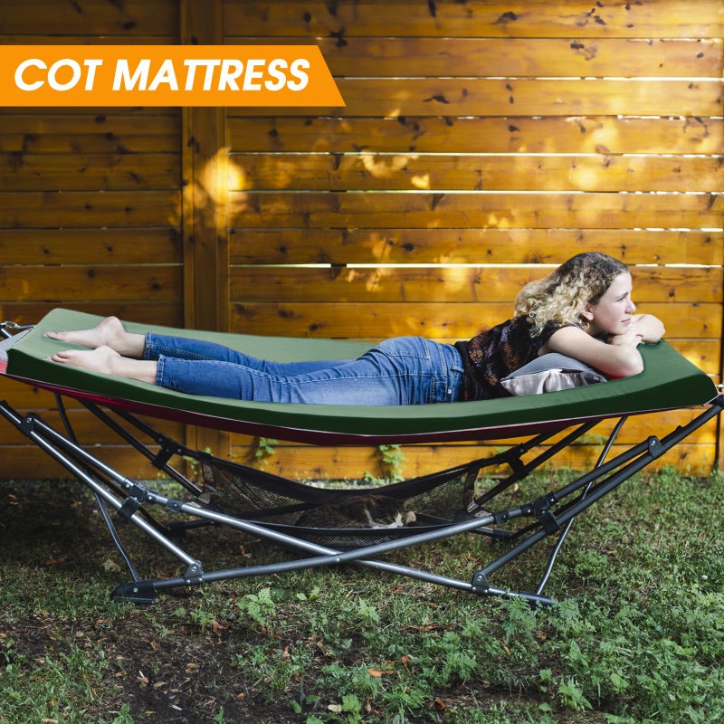 CYMULA Camping Cot Mattress 34in Wide Memory Foam Sleeping Pad,Soft Warm Non-Slip Camping Mattress Topper with Retaining for Adults,Portable Roll up Pad for Travelï¼ˆ79 * 34 * 2,Dark Greenï¼‰ - Image 4
