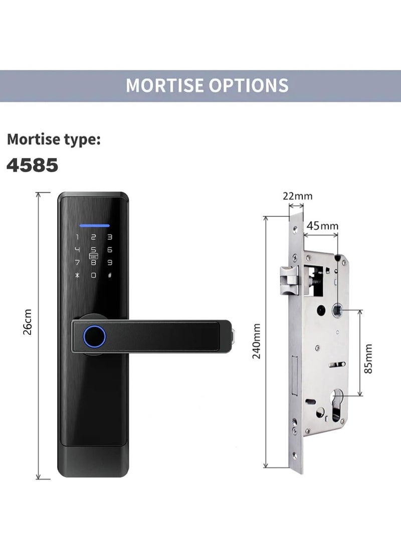 Razuvious Razuvious Smart Lock,Fingerprint Door Lock with 4585 Mortise.Keyless Entry Bluetooth Lock,Free APP,IC Card,Anti-peep Code,Work with Alexa,TT Lock App Control,for Home,Office,Apartment (R1)  - Image 3
