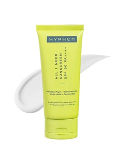 HYPHEN Hyphen All I Need Sunscreen SPF 50 PA ++++ | Lightweight Sun Cream That Moisturizes & Leaves No White Cast | UVA & UVB Sun Protection & Blue Light Protection | Niacinamide, Ceramide Mineral Sunscreen SPF 50 for Women and Men | Rich in Anti-Oxidants | Korean Sunscreen for Dry, Oily, All Skin Types | 50ml  - Image 1