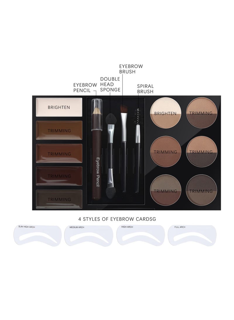 Y&D Eyebrow Palette Kit, 5 Colors Brow Wax,12 Powder, Stamp Stencil Kit Waterproof Eye Makeup with Stencils /Brush/Eyebrow Pencil/Soft Bristle&Powder Brush/Sponge Applicator - Image 2
