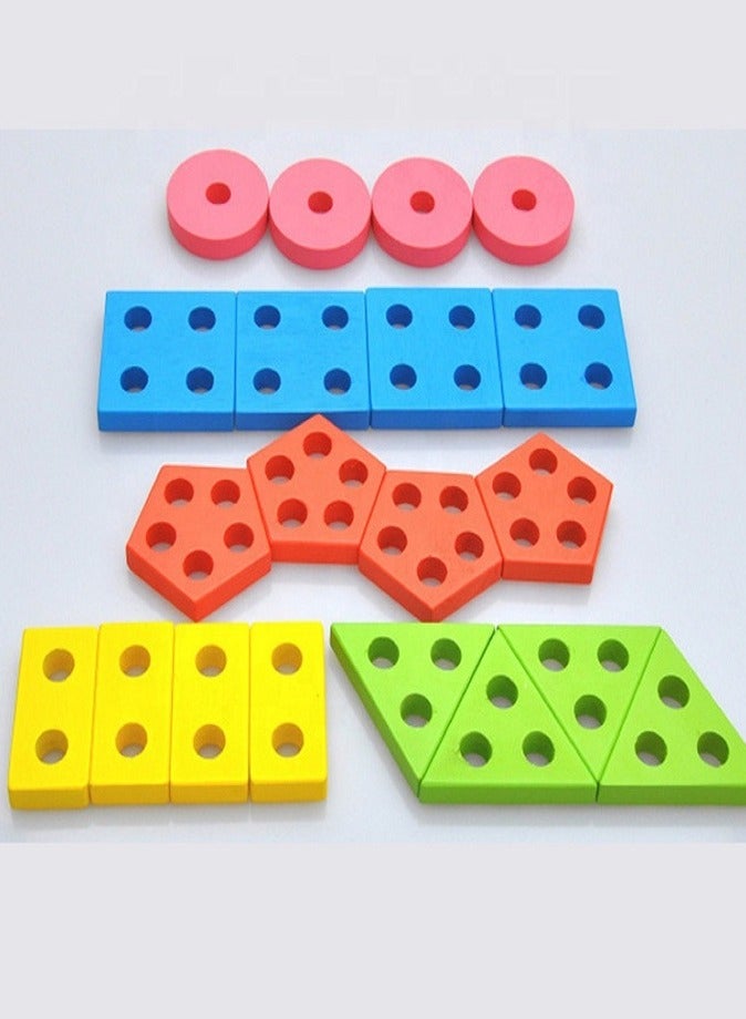 ألعاب مونتيسوري الخشبية للأطفال الصغار، ألعاب فرز وتكديس الأشكال، ألغاز تعليمية خشبية للأطفال في مرحلة ما قبل المدرسة، مكعبات هندسية للتكديس للتعرف على الألوان، هدية تعليمية مبكرة للأولاد والبنات من عمر سنة إلى ثلاث سنوات فما فوق - Image 3