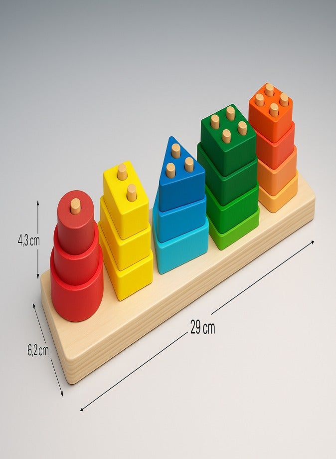 ألعاب مونتيسوري الخشبية للأطفال الصغار، ألعاب فرز وتكديس الأشكال، ألغاز تعليمية خشبية للأطفال في مرحلة ما قبل المدرسة، مكعبات هندسية للتكديس للتعرف على الألوان، هدية تعليمية مبكرة للأولاد والبنات من عمر سنة إلى ثلاث سنوات فما فوق - Image 5