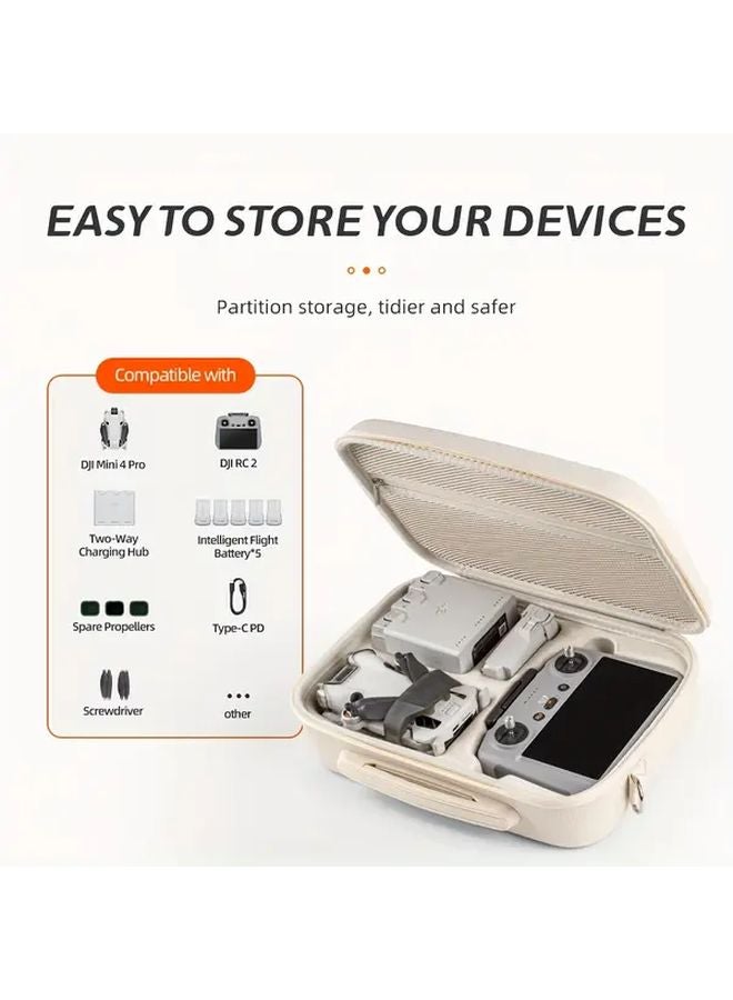 DJI Mini 4 Pro Hard Shell Case For RC2 RC N2 Drone Accessories Beige - Image 4