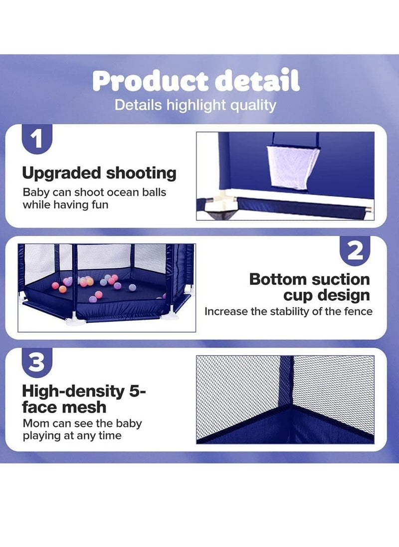 MUMS PLANET - Baby Playpen, Foldable Baby Kids Playpen Activity Center Room, Baby Furniture Play Yard with Basketball Hoop, Sturdy Playpen with Anti-Slip Base for Indoor and Outdoor - Image 1