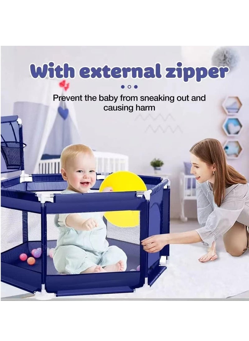 MUMS PLANET - Baby Playpen, Foldable Baby Kids Playpen Activity Center Room, Baby Furniture Play Yard with Basketball Hoop, Sturdy Playpen with Anti-Slip Base for Indoor and Outdoor - Image 1