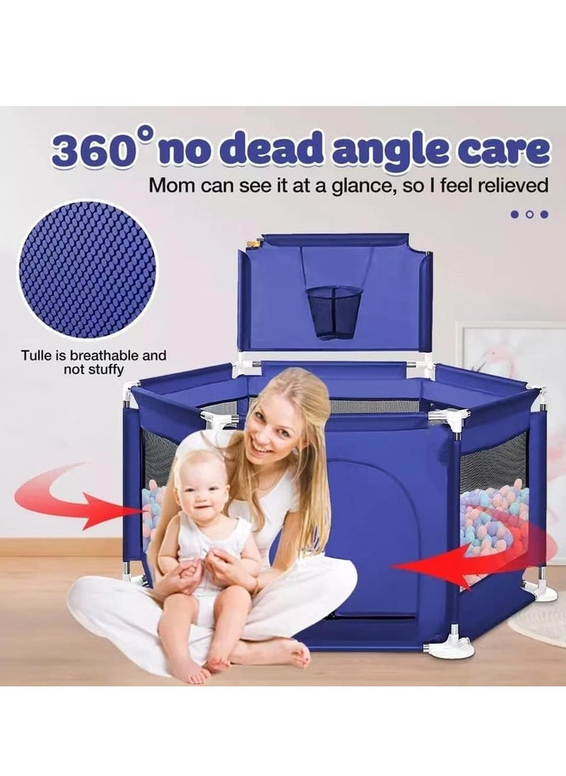 MUMS PLANET - Baby Playpen, Foldable Baby Kids Playpen Activity Center Room, Baby Furniture Play Yard with Basketball Hoop, Sturdy Playpen with Anti-Slip Base for Indoor and Outdoor - Image 1