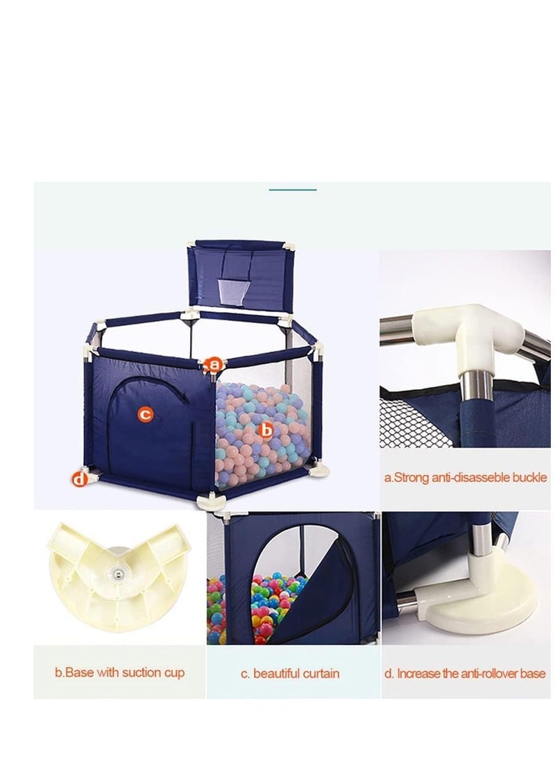 MUMS PLANET - Baby Playpen, Foldable Baby Kids Playpen Activity Center Room, Baby Furniture Play Yard with Basketball Hoop, Sturdy Playpen with Anti-Slip Base for Indoor and Outdoor - Image 1