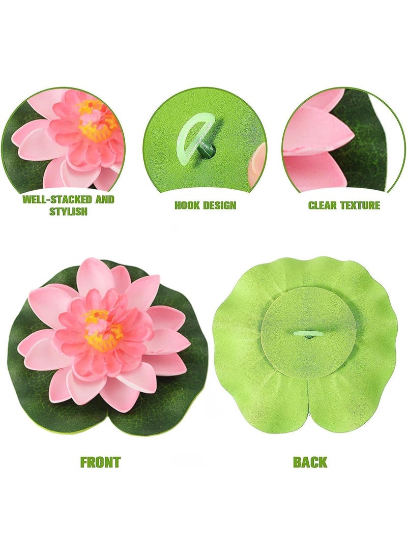 9-Piece Artificial Floating Lotus Flowers & Water Lily Pads Set for Pond, Aquarium, Pool, Fountain, Garden & Home Decoration - Image 2