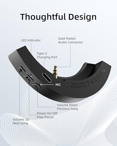 YOCOWOCO aptX Wireless Bluetooth 5.2 Adapter for Philips SHP9600 Headphones with Mic/Volume Control, Black - Image 2