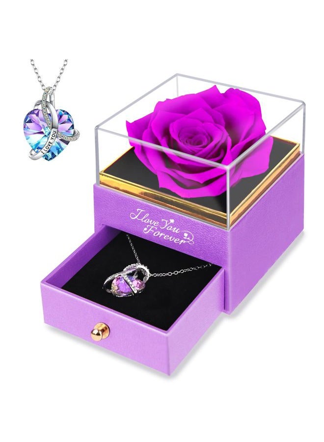 YAMPP Valentines Day Gifts Preserved Flowers: Purple Roses Mothers Day for Girlfriend Mom Grandma - Image 1