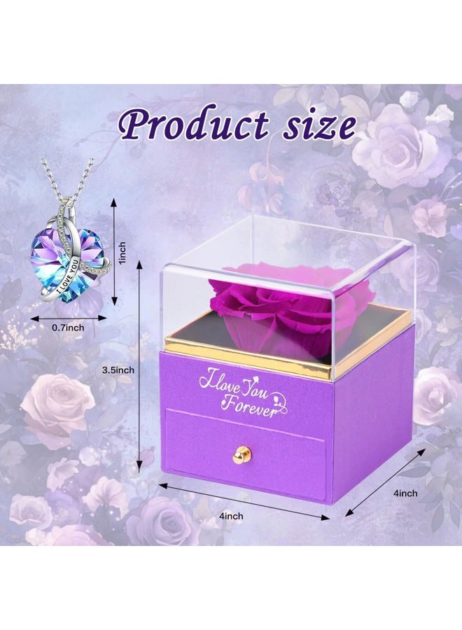 YAMPP Valentines Day Gifts Preserved Flowers: Purple Roses Mothers Day for Girlfriend Mom Grandma - Image 2