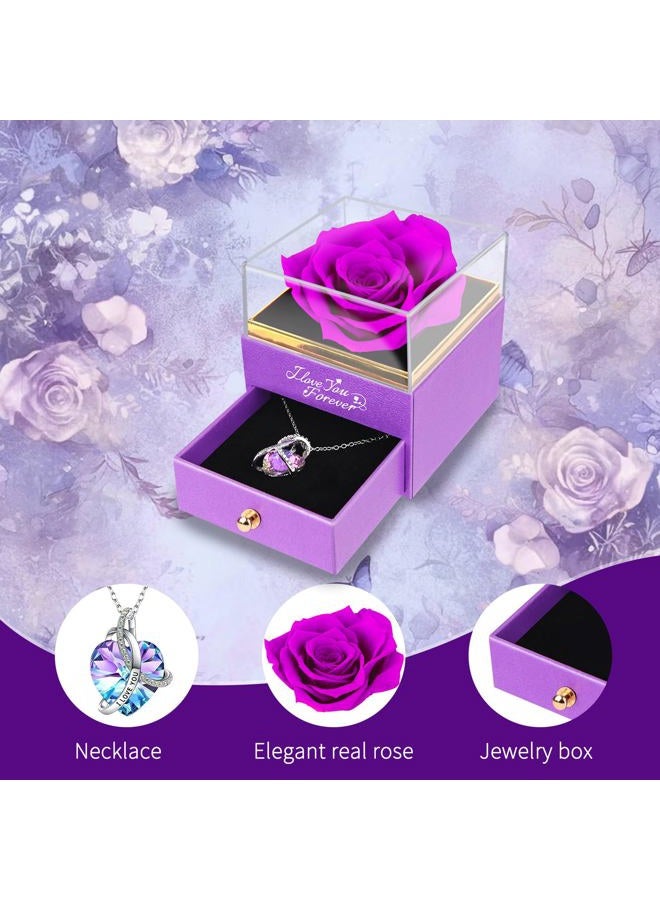 YAMPP Valentines Day Gifts Preserved Flowers: Purple Roses Mothers Day for Girlfriend Mom Grandma - Image 3