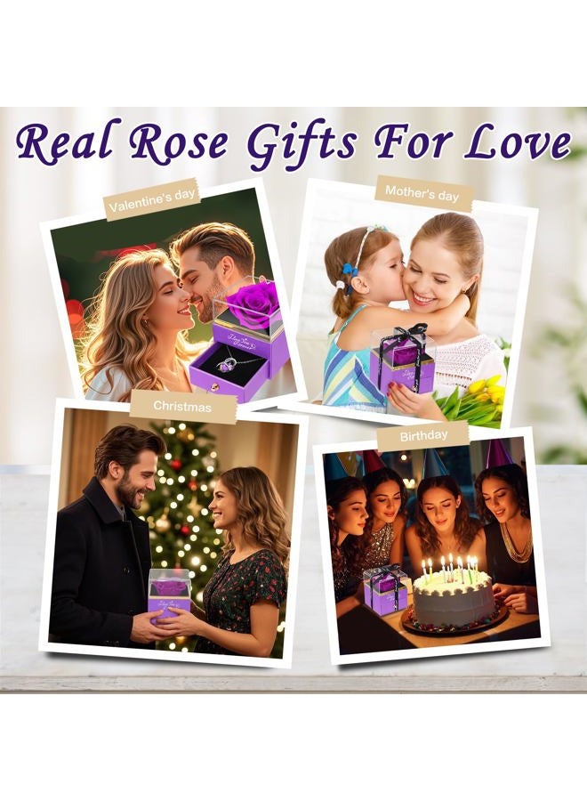 YAMPP Valentines Day Gifts Preserved Flowers: Purple Roses Mothers Day for Girlfriend Mom Grandma - Image 4