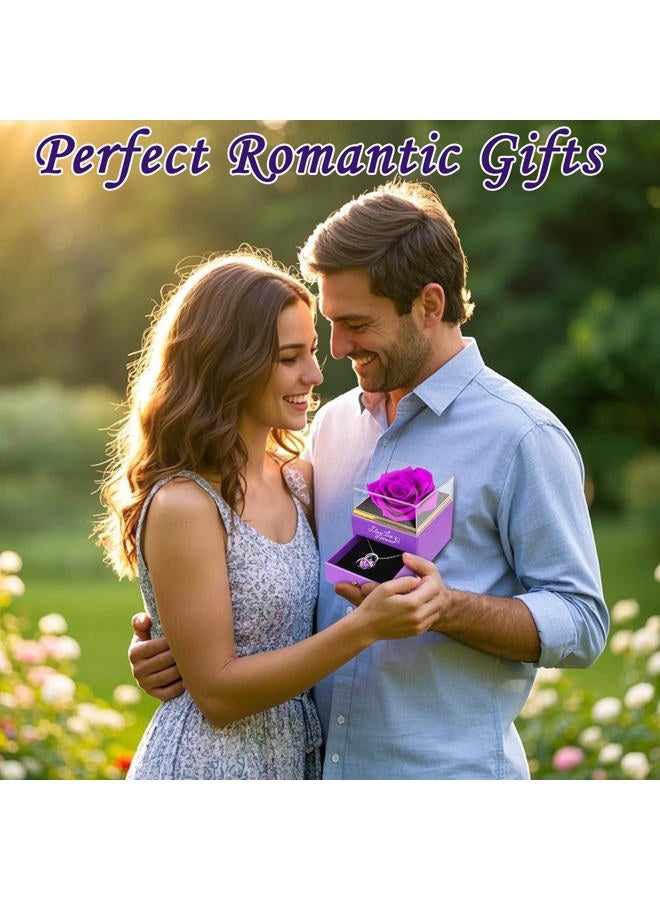 YAMPP Valentines Day Gifts Preserved Flowers: Purple Roses Mothers Day for Girlfriend Mom Grandma - Image 5