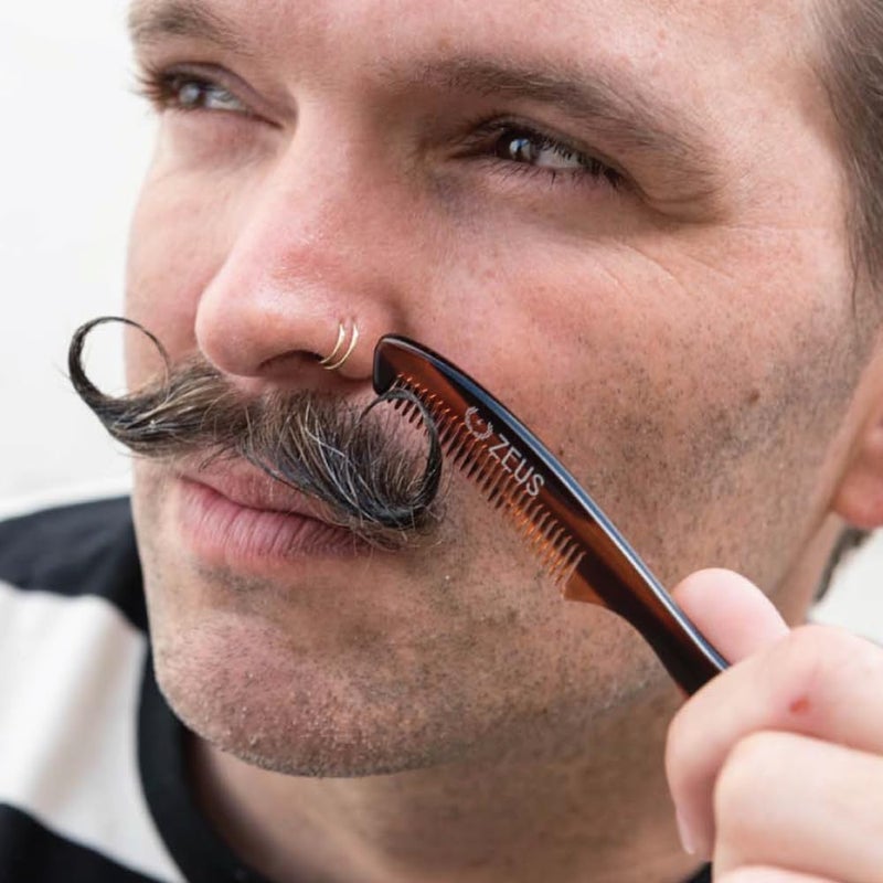 ZEUS Large 5â€ Mustache Comb for Men, Handmade Saw Cut, Long Handle Beard & Mustache Grooming Tool for Precise Styling (Tortoiseshell) P12 - Image 3