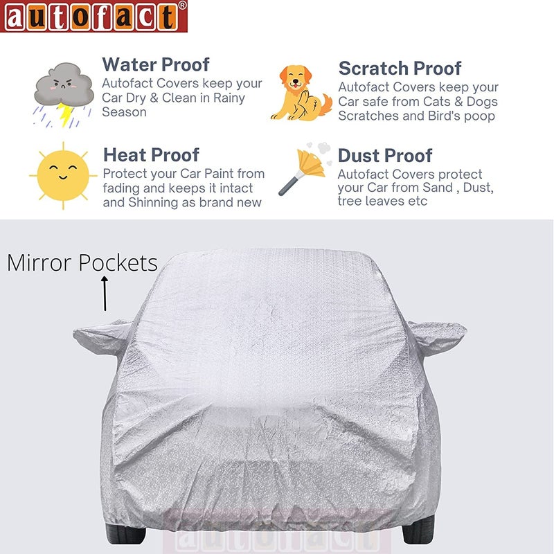 Autofact Waterproof Car Body Cover Compatible with MG Gloster with Mirror Pockets (Shinning Silver) - Image 3