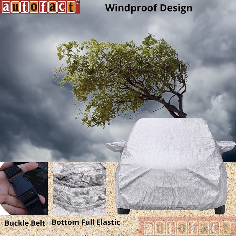 Autofact Waterproof Car Body Cover Compatible with MG Gloster with Mirror Pockets (Shinning Silver) - Image 5