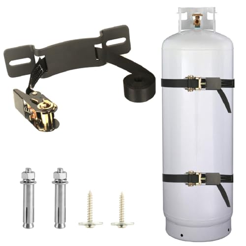 MROUDELUO Propane Tank Holder Cylinder Wall Mounted Brackets Ratchet Straps66ft Steel Gas Cylinder Holder Heavy Duty Gas Cylinder Holder WallMounted Bracket Black 1 - Image 1