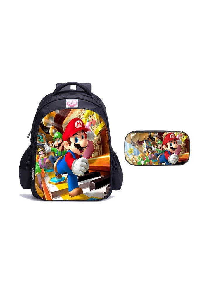 Generic - New product cross-border two-piece set 3D digital color printing casual primary school student schoolbag + pencil bag,2-8-large + pencil bag - Image 1