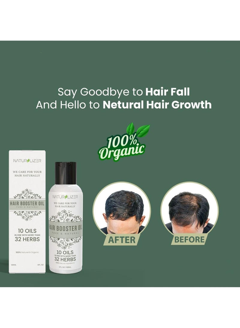 Naturalizer Hair Growth Oil – 100% Natural & Organic With 10 Oils And More Than 32 Herbs, Black Seed Oil, Seasame Oil, Mustard Oil, Castor Oil, Argan Oil, Coconut Oil, Rosemary Oil for Curly Hair, Effective Thickening & Hair Loss Treatment - Image 3