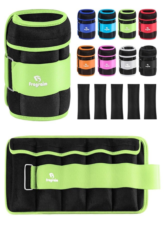 Fragraim Adjustable Ankle Weights 1-5 LBS Pair with Removable Weight for Jogging, Gymnastics, Aerobics, Physical Therapy, Resistance Training|Each 0.5-2.5 LBS, Total 5LBS, Green - Image 1