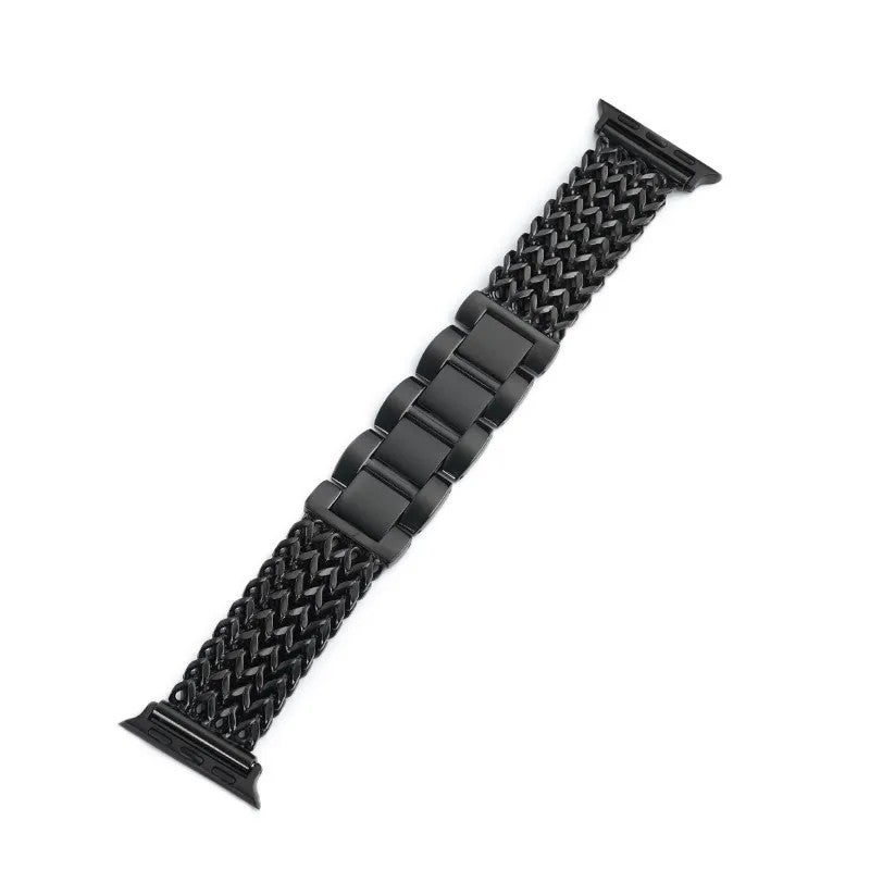 Bluejw Luxury Four-Row Chain Braided Heart Stainless Steel Mesh Band for Apple Watch 44mm 45mm 49mm – Premium Replacement Strap - Image 1