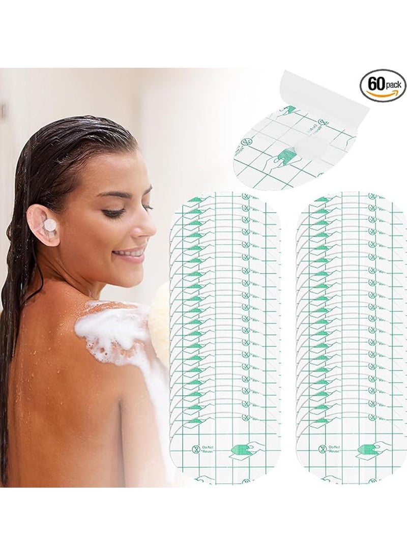 60 Pcs Waterproof Ear Stickers,  Baby Waterproof Ear Protector,Ear Covers for Shower Swimming, Ear Protectors with Waterproof Cotton Ear Plugs for Surfing Snorkeling and Other Water Sports - Image 1