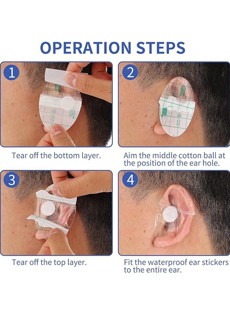 60 Pcs Waterproof Ear Stickers,  Baby Waterproof Ear Protector,Ear Covers for Shower Swimming, Ear Protectors with Waterproof Cotton Ear Plugs for Surfing Snorkeling and Other Water Sports - Image 3