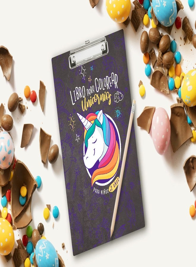 Vprint Quality Wooden Clipboard Writing Pad | Exam Board for Kids Students | Wood Exam Pad | Examination Writing Pad | Clip Board for Girls| Clip Board for Boys (Unicorn World Black) - Image 2