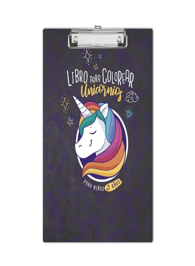 Vprint Quality Wooden Clipboard Writing Pad | Exam Board for Kids Students | Wood Exam Pad | Examination Writing Pad | Clip Board for Girls| Clip Board for Boys (Unicorn World Black) - Image 1