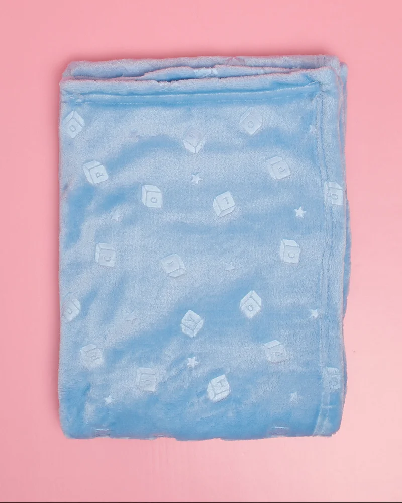 Redtag Baby Blue Embossed Flannel Blanket
