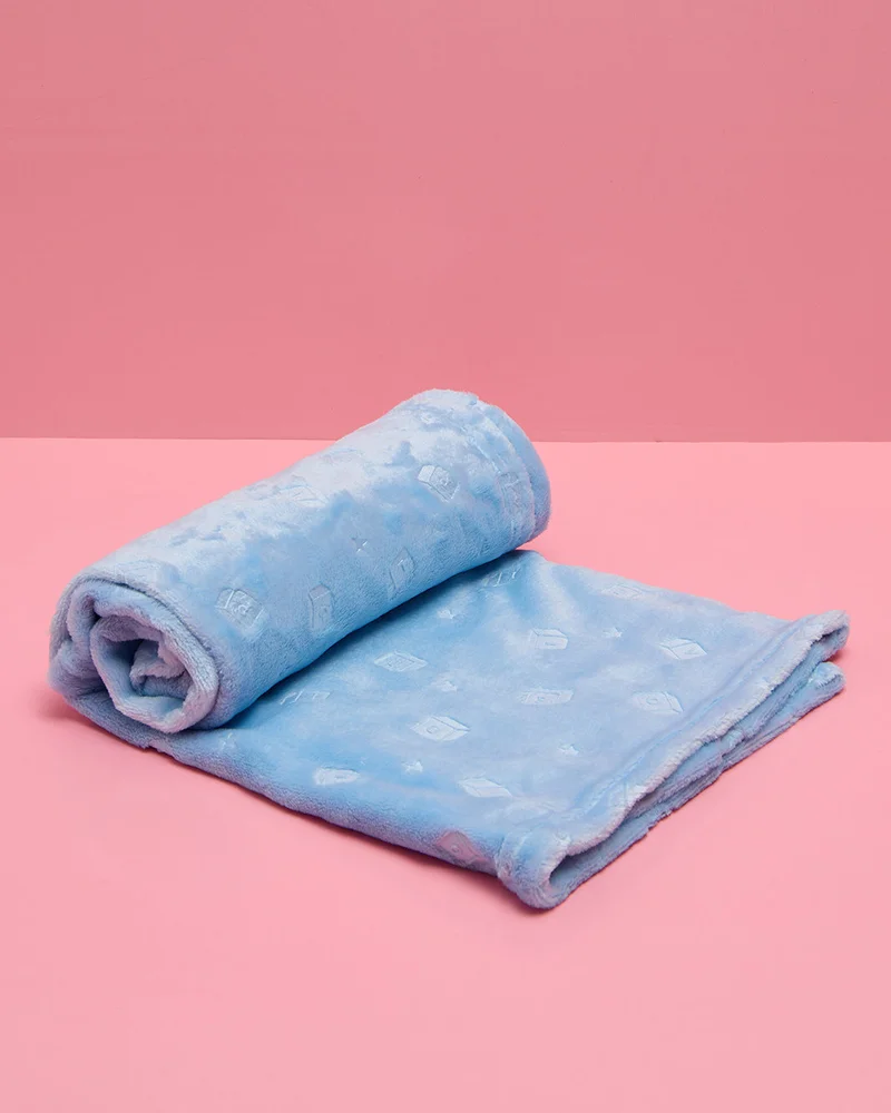 Redtag Baby Blue Embossed Flannel Blanket