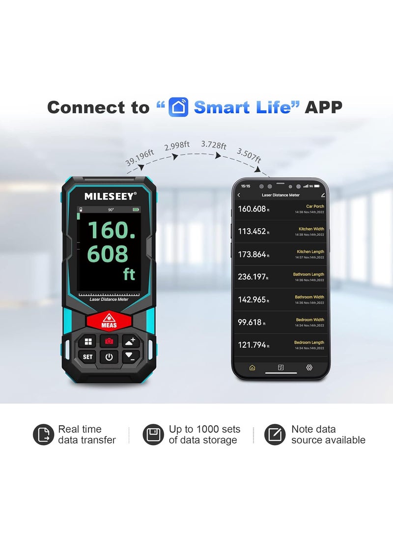 MILESEEY MiLESEEY Laser Measure 330Ft Laser Distance Meter Rechargeable Multifunctional Laser Measurement Tool With Pointfinder CameraP2P Technology Perfect For Outdoor LongRange Measuring App Version  - Image 5
