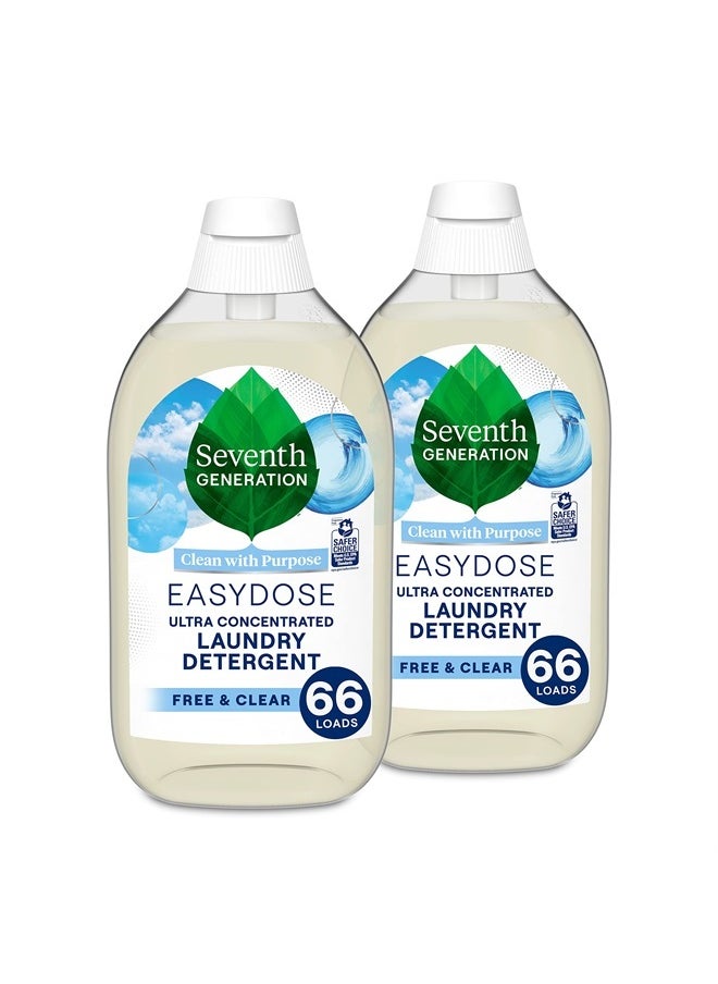 Seventh Generation Laundry Detergent, Ultra Concentrated EasyDose, Free & Clear, 23.1 Fl Oz (Pack of 2) (Packaging May Vary)  - Image 1