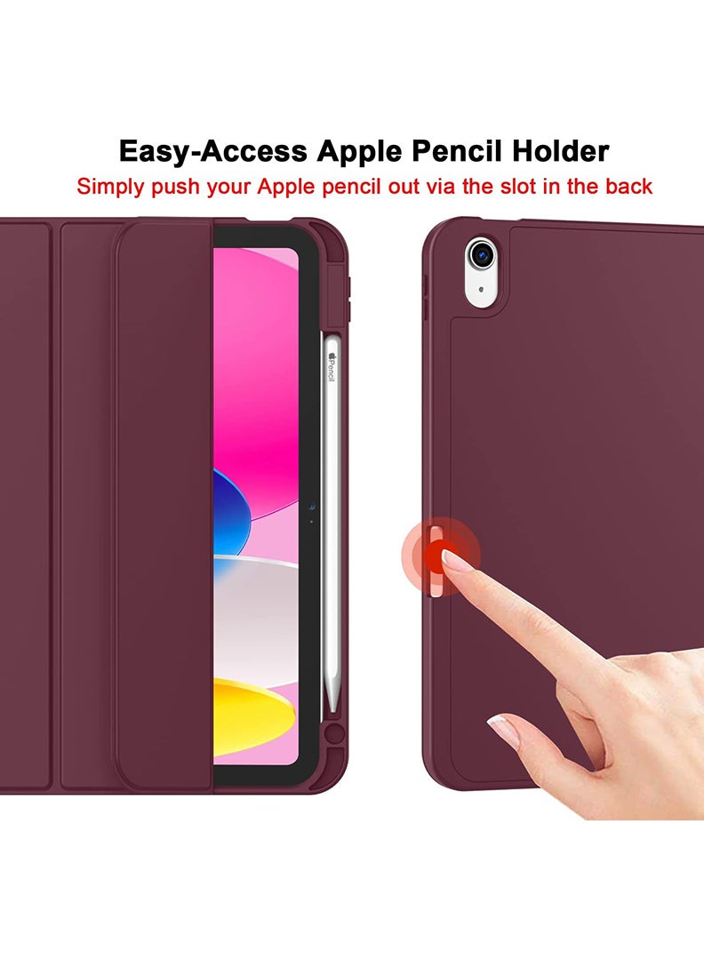 Theodor Case Compatible with iPad (A16) 11th Gen 11 Inch 2025/10th Gen 10.9 Inch 2022 Smart Case with Pencil Holder, Protective Case with Soft TPU Back, Auto Sleep/Wake Cover, Wine - Image 5