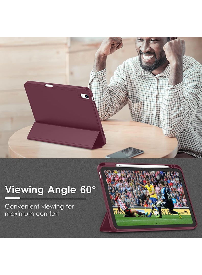 Theodor Case Compatible with iPad (A16) 11th Gen 11 Inch 2025/10th Gen 10.9 Inch 2022 Smart Case with Pencil Holder, Protective Case with Soft TPU Back, Auto Sleep/Wake Cover, Wine - Image 4