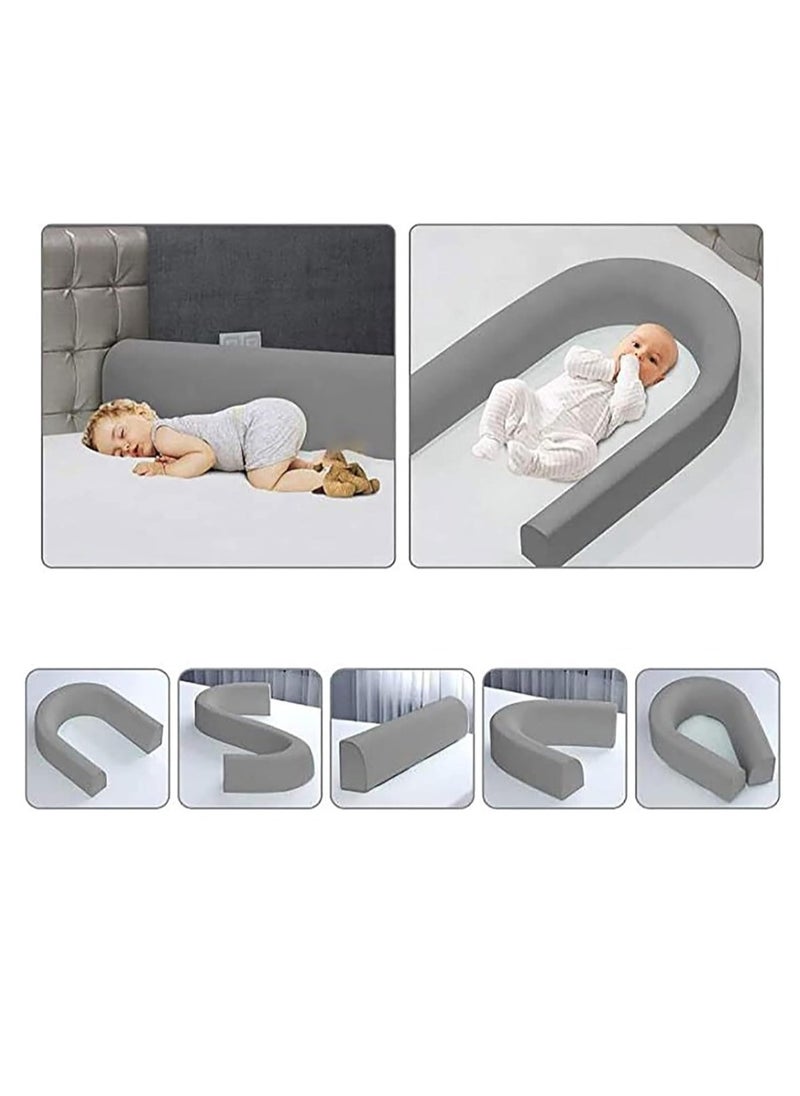 Golden Bed Rails for Toddlers, Baby Bed Rail Guard Infants Safety Bed Guardrail, Universal Baby & Children Rail,Upgrade Reinforced Safety Fence Protector Bed Rail Guard for Cribs(2m grey)  - Image 2