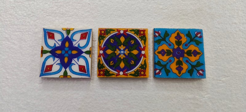 Shiv Kripa Blue Pottery Home Decorative Ceramic Wall Hanging Tile Design Flooring Tiles Floral Kitchen Washroom Mosaic Furniture Tile Handmade Backsplash 2 x 2 Inches (Pack of 9, Multicolor) - Image 4