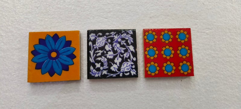 Shiv Kripa Blue Pottery Home Decorative Ceramic Wall Hanging Tile Design Flooring Tiles Floral Kitchen Washroom Mosaic Furniture Tile Handmade Backsplash 2 x 2 Inches (Pack of 9, Multicolor) - Image 5