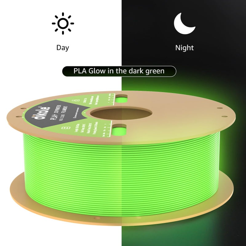 Dikale PLA+ 3D Printer Filament Luminous Green, 1.75mm No Tangle, Net Weight 2.2lbs Spool (1kg, PLA Pro Plus, Green with Glow in The Dark Effect - Image 4