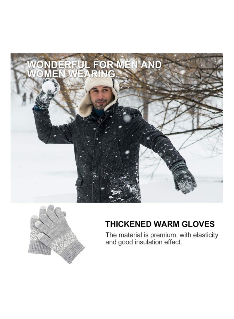 Generic Fleece Lined Touch Screen Gloves for Women and Men Warm Winter Knit Mittens with Elastic Cuff for Texting and Outdoor Use Grey - Image 5