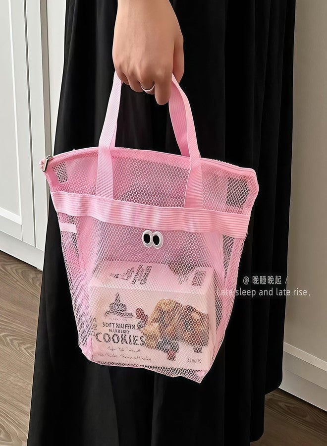 Keeshibao Mesh Shower Caddy- Quick Dry Shower Caddy Hanging,Portable Toiletry Tote for Bathroom, Gym, Travel, Camp, Beach, for Sunscreen, Dorm & College Essentials (Black & Pink) - Image 4