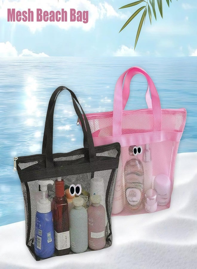 Keeshibao Mesh Shower Caddy- Quick Dry Shower Caddy Hanging,Portable Toiletry Tote for Bathroom, Gym, Travel, Camp, Beach, for Sunscreen, Dorm & College Essentials (Black & Pink) - Image 2