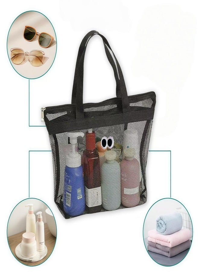 Keeshibao Mesh Shower Caddy- Quick Dry Shower Caddy Hanging,Portable Toiletry Tote for Bathroom, Gym, Travel, Camp, Beach, for Sunscreen, Dorm & College Essentials (Black & Pink) - Image 3