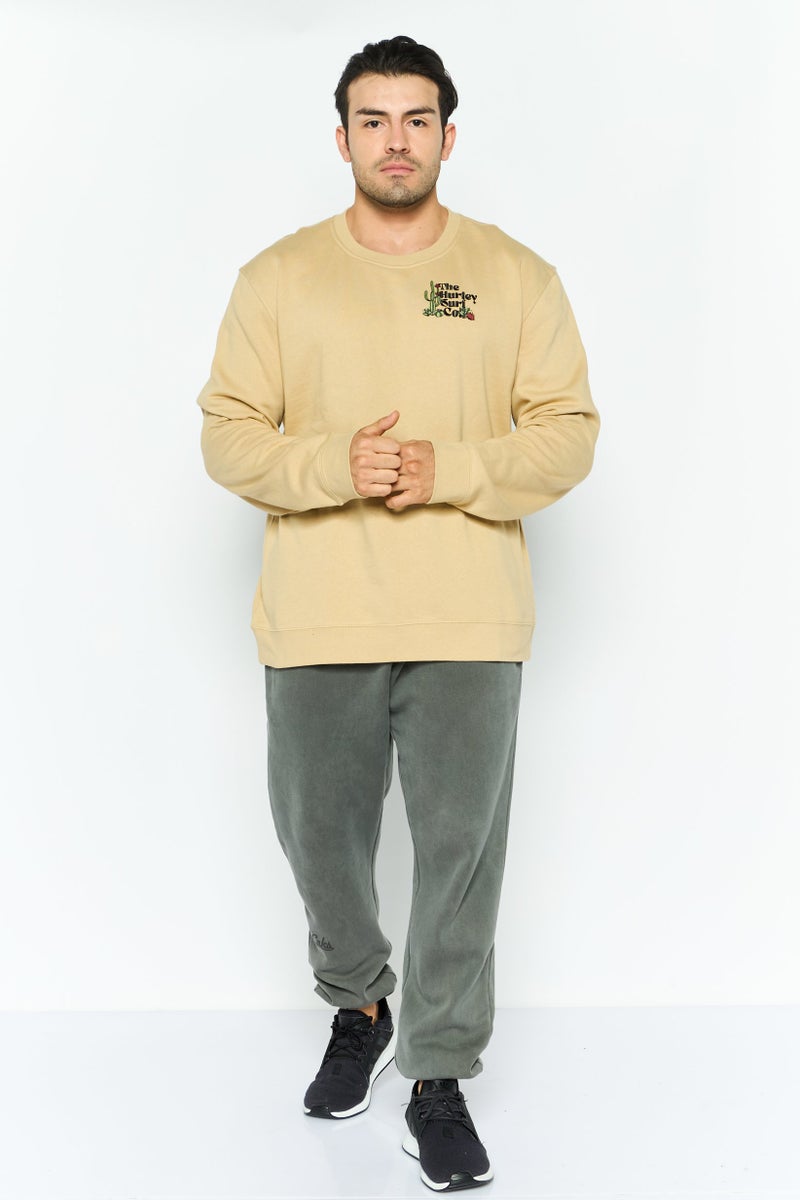 Hurley سويت شيرت رياضي للرجال بأكمام طويلة مناسب في الهواء الطلق، بيج - Image 2