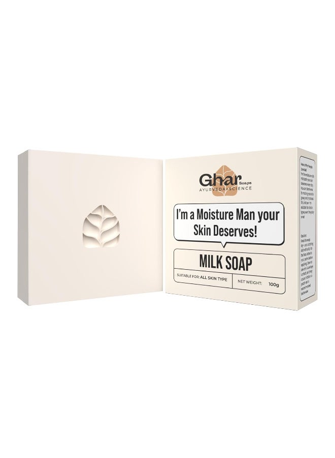 Ghar Soaps Milk Protein Soap Bar, Natural Nourishing Formula for All Skin Types, Hydrating & Moisturizing with Milk Powder, Paraben & SLS Free, 100g - Image 1
