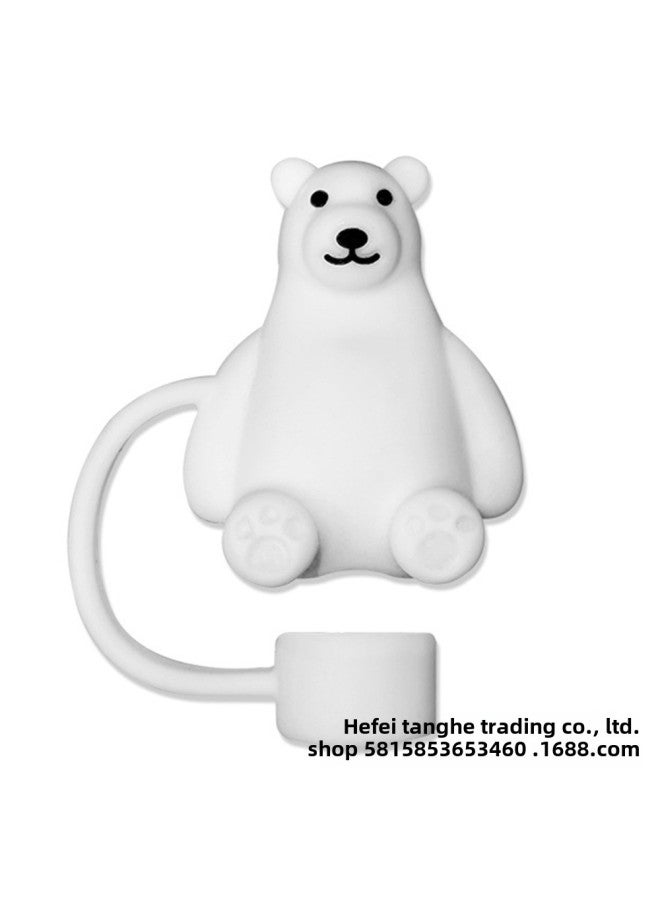 10mm Straw Plug Cover Cross-border Silicone Dust Cap Dust Plug Accessories Suitable For Stanley Water Cup Straw Cap Decoration-Color:Polar Bear  - Image 1
