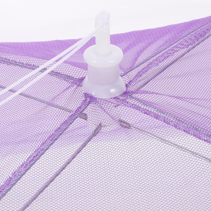 Healeved 2pcs Collapsible Breathable Mesh Food Covers Tent for Outdoor Picnic and Kitchen Food Protector in Violet and Pink Red - Image 3