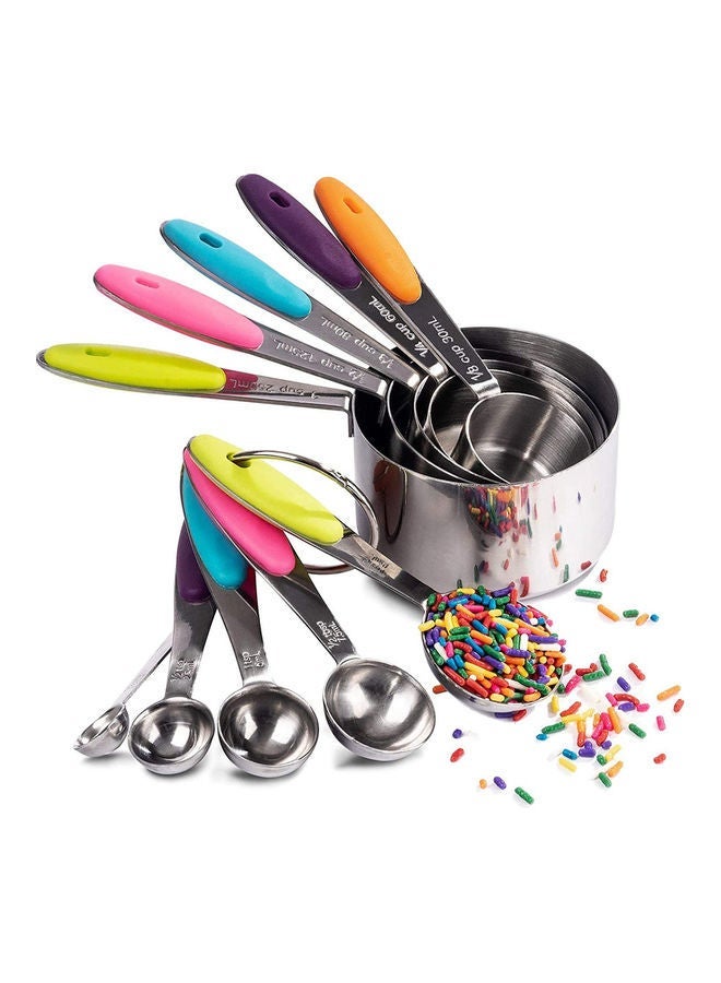 NIBEMINENT 10 Piece Measuring Cups and Spoons Set silver 450grams - Image 1